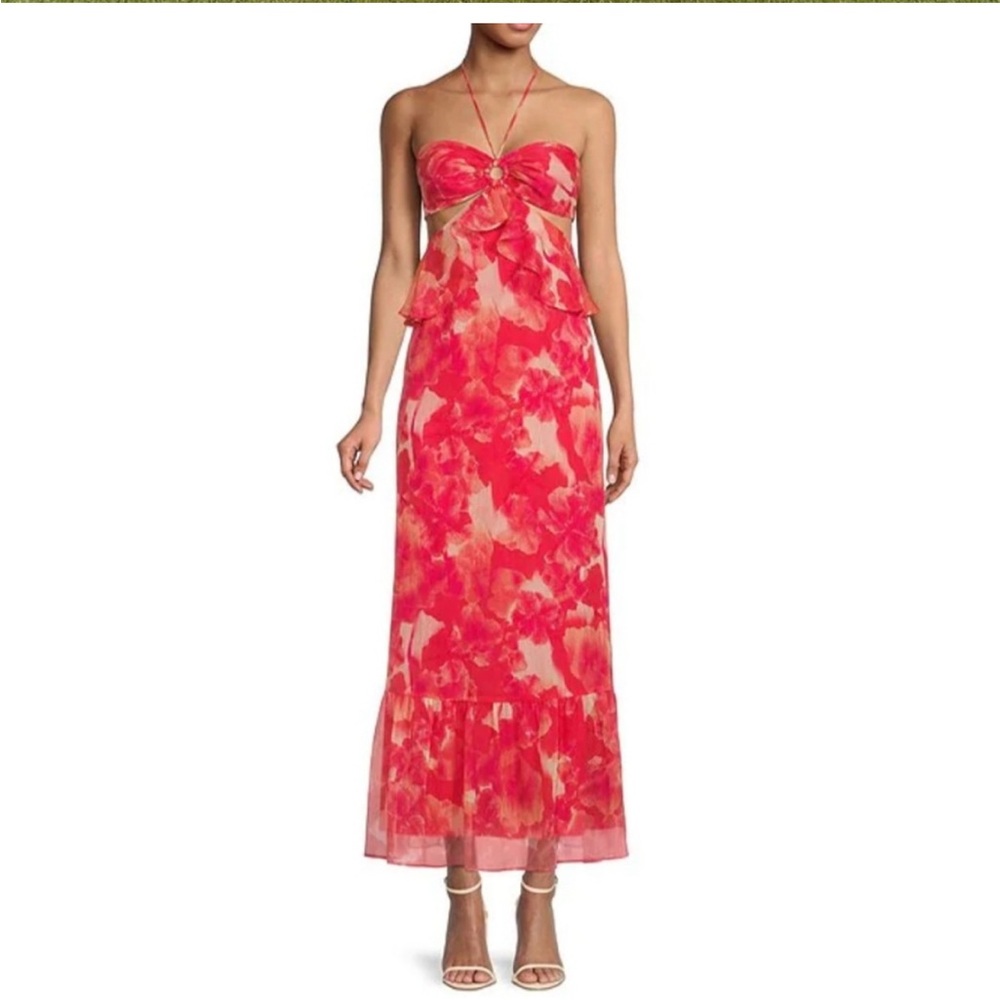 Gianni Bini Halter Neck Cherry Blossom Maxi Dress